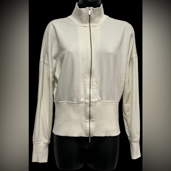 SWEATY BETTY‎ WOMENS SWEATER FULL ZIP WHITE ATHLEISURE CROPPED 8 - Picture 1 of 10